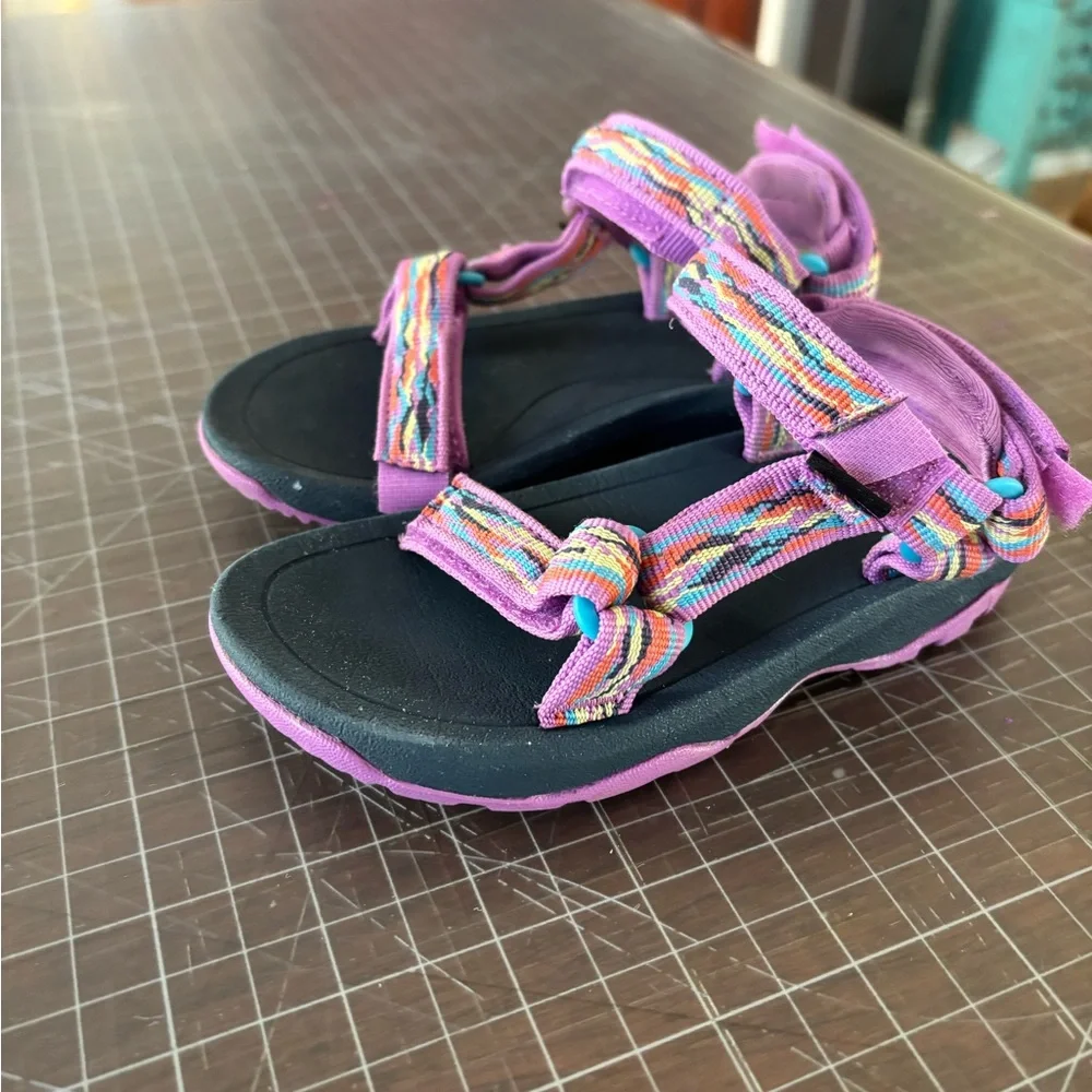 Teva Toddler Sandals Size 8 Pink Rainbow Sport Strap Outdoor Shoes - Picture 2 of 5